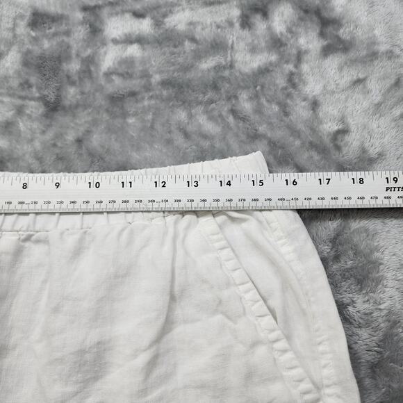 Eileen Fisher Pants Womens S White Organic Linen Wide Leg Cropped Pull On Casual - Picture 6 of 10